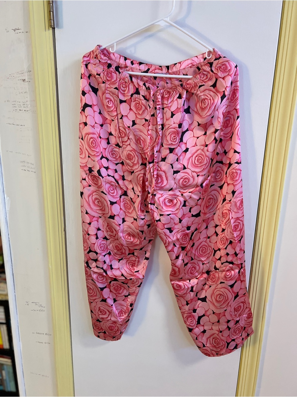 Nick & Nora Pink Rose Print Satin Pajama Set - Picture 3 of 3